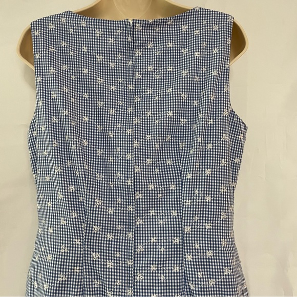 Dressbarn Cotton Blend Blue & White Embroidered Midi Dress - Picture 9 of 12